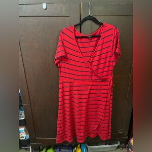 Torrid red striped wrap dress size 2